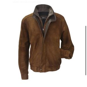 Remy Double Collar Bomber Jacket Safari Cognac Size 50 XXL Brown Suede Jacket